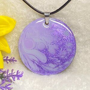 Hand Painted Iridescent Pendant Necklace